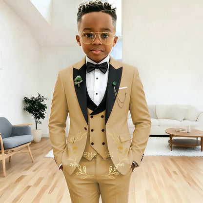 Pink Peaked Lapel Boy Formal Suits Dinner Tuxedos Boys Groomsmen Kids For Wedding Party Prom Suit Wear Ensembles De Blazers