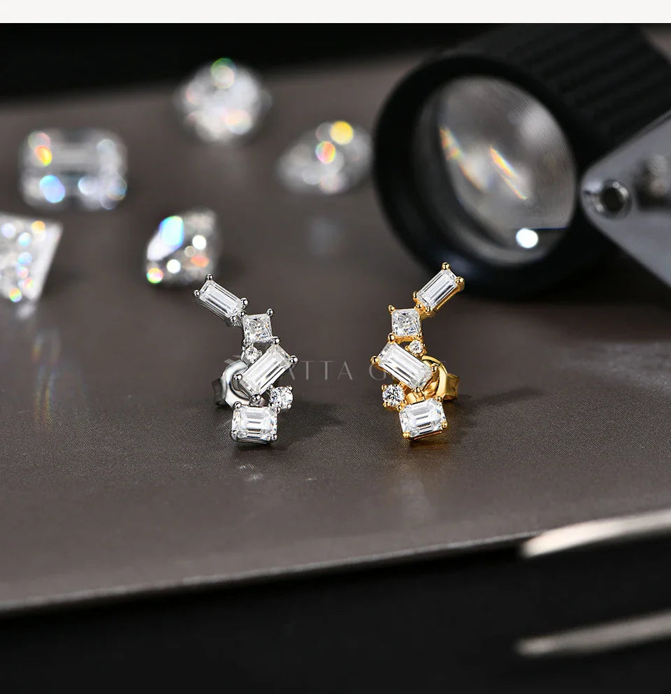 Shiny Synthetic Moissanite Earrings for Women S925 Sterling Silver Geometric Earring Elegant Engagement Wedding Jewelry