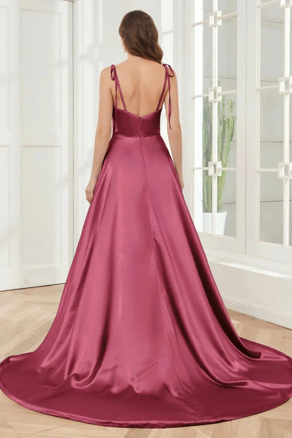 Elegant Bridesmaid Dress Cowl Neck Adjusted Spaghetti Silky-satin Fabric A-line Silhouette Wedding Women Long Gown