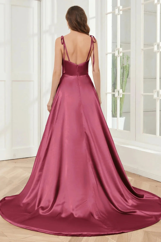 Elegant Bridesmaid Dress Cowl Neck Adjusted Spaghetti Silky-satin Fabric A-line Silhouette Wedding Women Long Gown