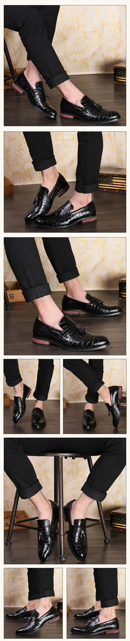 Luxury Formal Men's Dress Italian Designer Stylist Wedding Casual Business Patent Leather Loafers Oxfords Shoes for Men