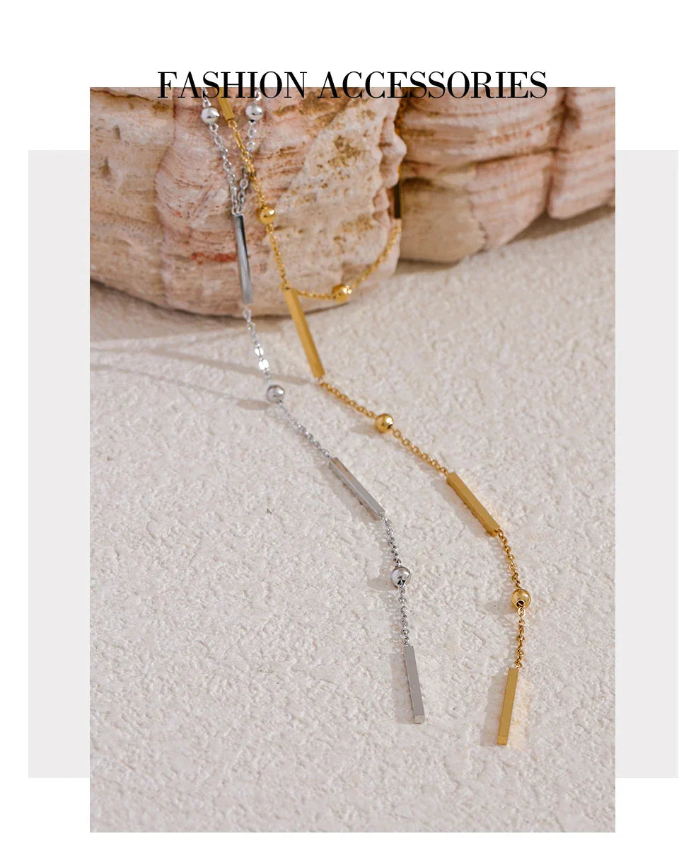 Yhpup Thin Chic 316L Stainless Steel Long Chain Exquisite Necklace for Women Waterproof Daily Jewelry Bijoux Gift