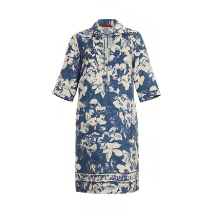 Summer Fashion Women Commuting V Neck Dresses Fashion Midi Printed New Lady Straight Dress