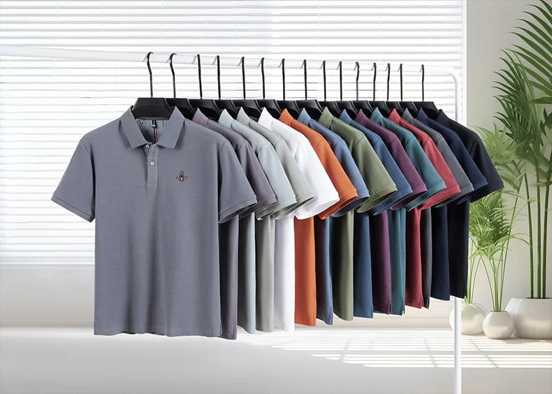 100% pure cotton summer new fashionable men's shortsleeved luxury customized business polo shirt exquisite embroidery Tshirt top