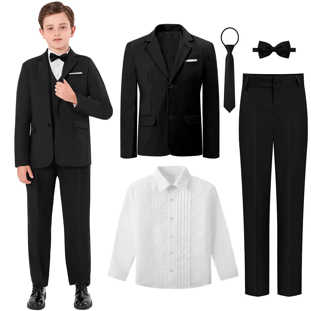 Kids Tuxedo for Boys Suit Teenager Wedding Easter Church Formal Outfit Birthday Party Gift Performance School Graduation Set