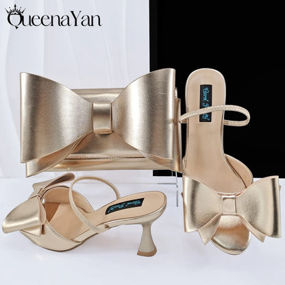 Fashion Newest Arrival Lilac Pointed Toe Women Heel Shoes Matching Bag Set for Ladies Wedding Party Pump