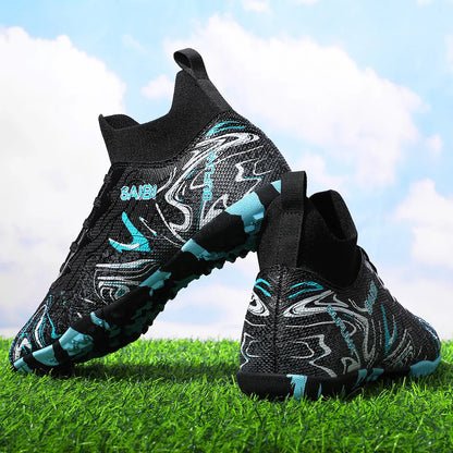 Breathable men's soccer shoes with TF broken nails, outdoor sports shoes, anti slip and effective ankle protection