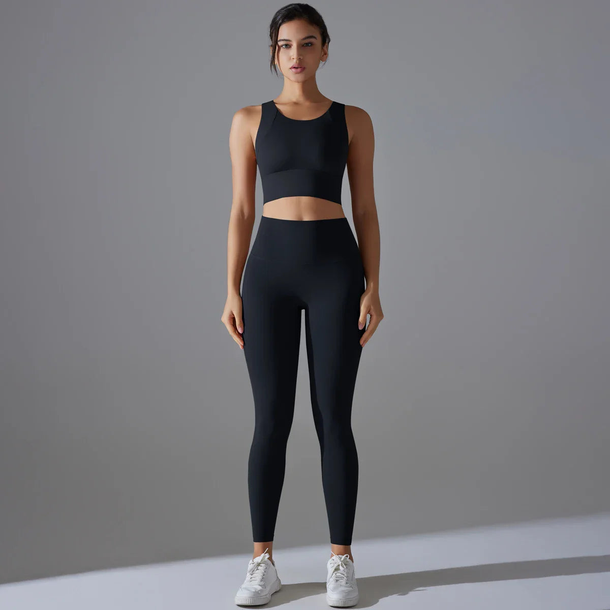 Yoga Set Women's tracksuit Women Fitness Crop Top Shockproof Sports Bras Yoga Gym Running Pants Sportswear Running Fitness Yoga