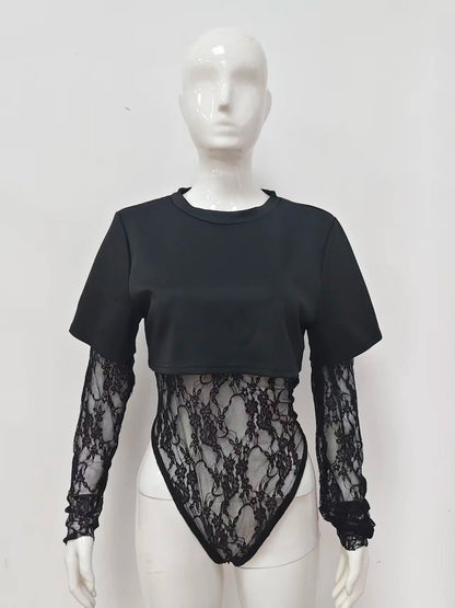 Sexy White Lace Body For Women Chic Bodysuit Black Patchwork Top Bodys Bodice Coquette Summer Street Wear Evening 2026 Party New