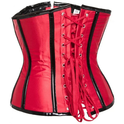 Gothic Steampunk Underbust Corset Top Black Red Spiral Steel Boned Waist Trainer Bustier with Zip Buckles Sliming Corselet