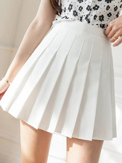 White Women Pleated Skirts Summer High Waist Zipper Girls Dancing JK Mini Skirts Black Fashion Student A Line Faldas 2023