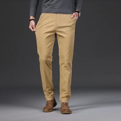 97% Cotton Classic Men's Casual Pants New Soft Cozy Elasticity Straight Business Trousers Fashion Branded Clothing Size 28-38