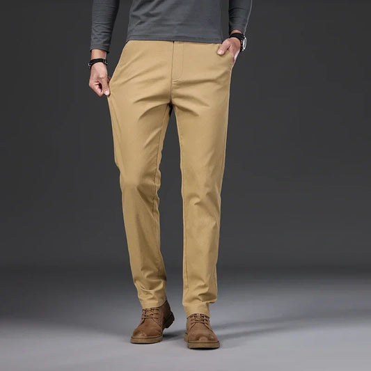97% Cotton Classic Men's Casual Pants New Soft Cozy Elasticity Straight Business Trousers Fashion Branded Clothing Size 28-38