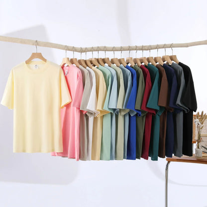 Oversized Summer T shirts for Women Men Brown Casual Female Korean Streetwear Tees Unisex Basic Solid Young Cool Tops