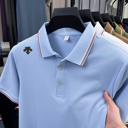 Men's High-End Luxury Brand Logo-Stamped Casual Polo Shirt Summer New Golf Breathable Business Short-Sleeve T-Shirt