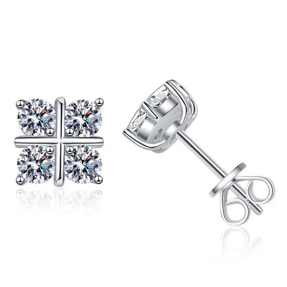 0.8cttw Full Moissanite Studs Earrings for Women Wedding Sparkling Classic Cross Earring 100% S925 Silver Plated Platinum