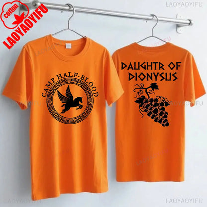 Camp Half Blood Men Women T-shirt 2 Sided TShirt Summer Greek Mythology Zeus Athena's Daughter Print Halloween Orange Tops