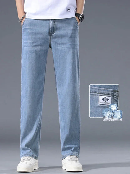 Business Jeans Men's Spring Thin Casual Straight Fashion Loose Brand Pants Comfortable Male Denim Trousers Versatile