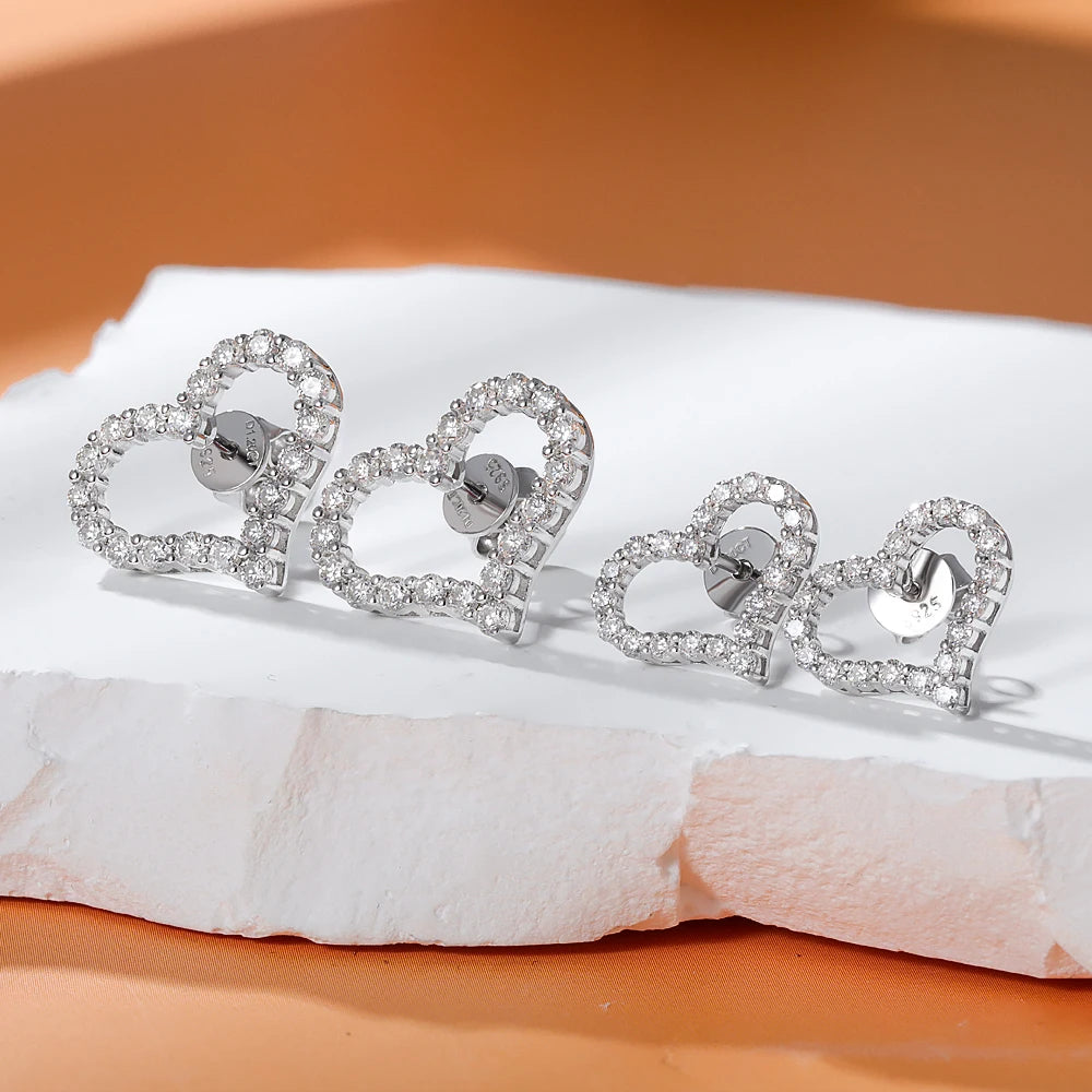 D Color Heart Shape Moissanite Diamond Jewelry Set for Women 925 Sterling Silver Pendant Necklace Stud Earrings Wedding Jewelry
