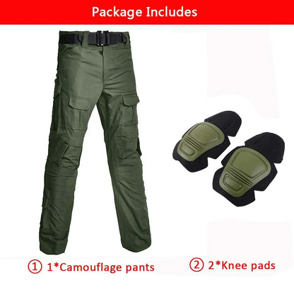 Camouflage Hunting Tactical Pants Training Wear-resistant Hiking Pants Hunting Outdoors Camping Cargo Pant with Knee Pads New