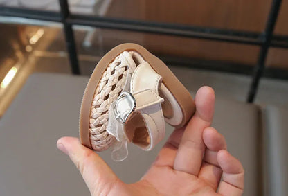 Kids Girls Shoes Children's Woven Sandals New Summer Popular Roman Shoes Children's Soft-soled Princess Shoes