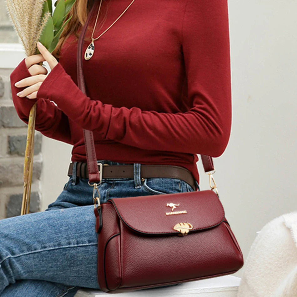 Women Bag Fashion Shoulder Bag Quality PU Leather Elegant Flap Retro Female Messenger Classic Multiple Pockets Crossbody Handbag