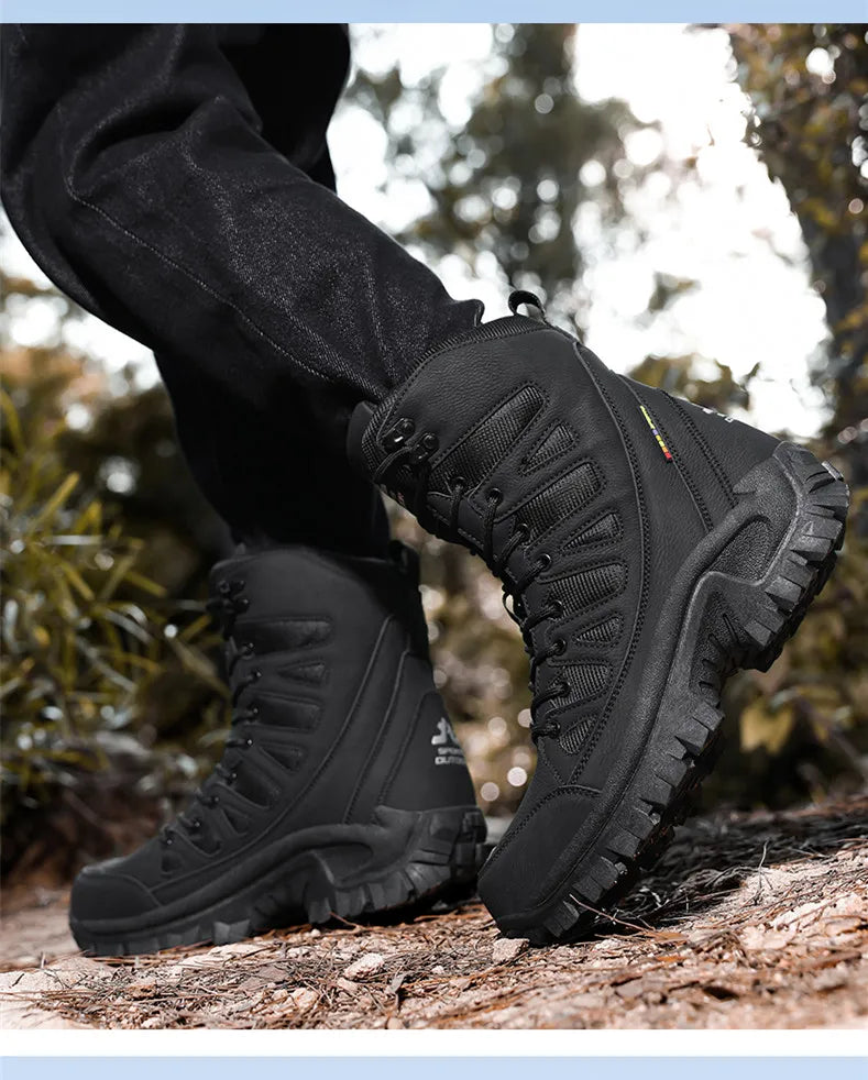 New Men's Boots Fashion Outdoor Men Hiking Boots High Top Breathable Men Desert Combat Ankle Boots Non-slip Motorcycle Boots