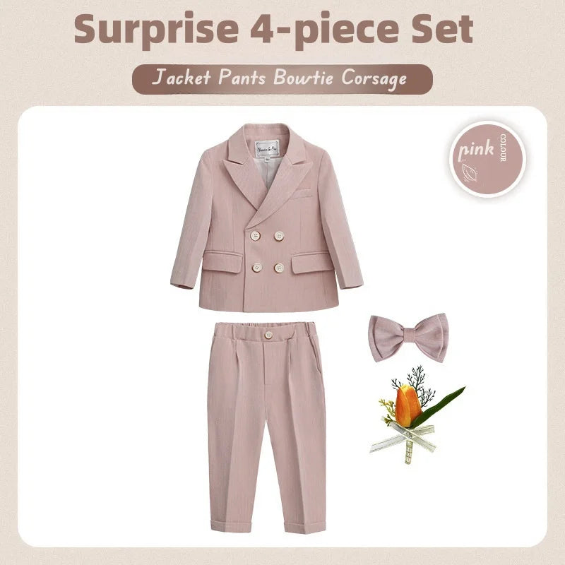 Light Blue Kids Formal Suit Set Double Breasted Design For Boys Elegant Occasion Wear Ideal For Wedding Recital Graduation