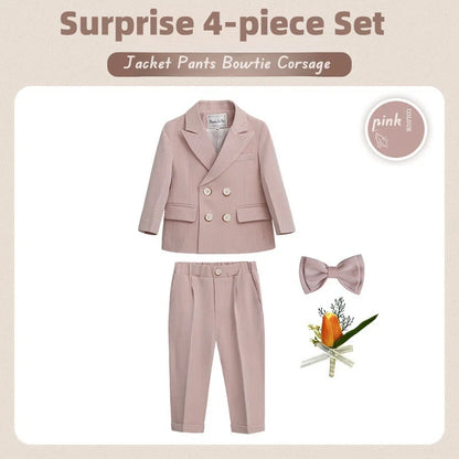 Light Blue Kids Formal Suit Set Double Breasted Design For Boys Elegant Occasion Wear Ideal For Wedding Recital Graduation