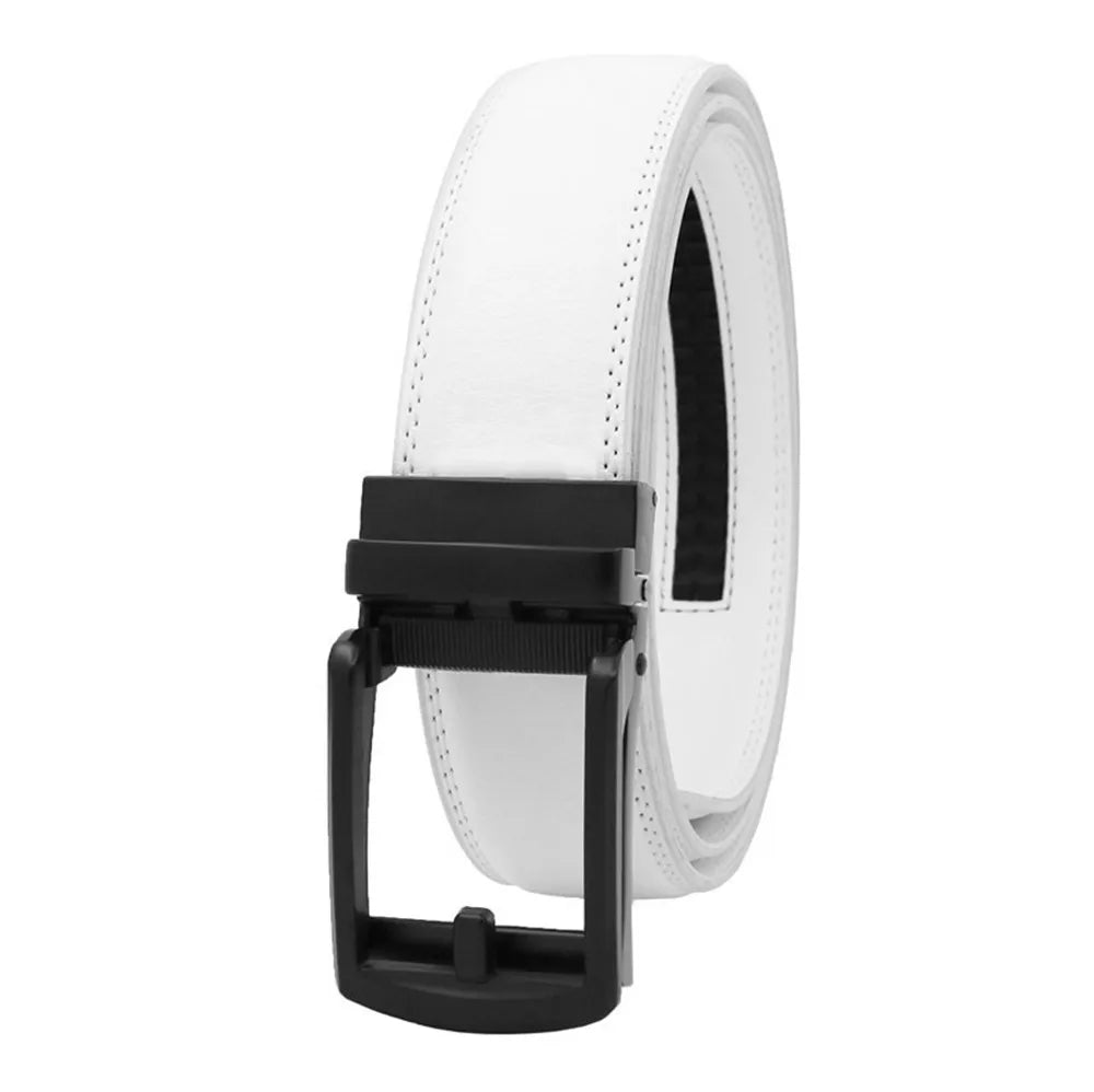 3.5cm White Color Click Belt for Men Unisex Genuine Leather Waist Straps for Jeans Automatic buckle Belts