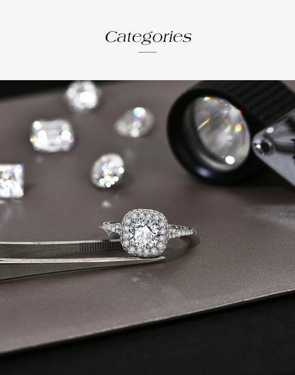 7.0mm Round Cut Moissanite Ring for Women D VVS1 1.2CT Lab Diamond S925 Sterling Silver Engagement Wedding Jewelry Gift