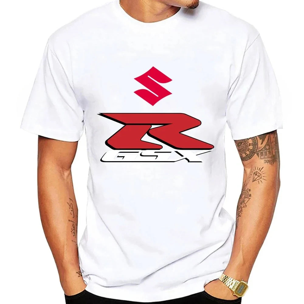 GSX-R New 100% Cotton Trendy Men T-shirt Summer Daily Outdoor Sports Party Casual Loose Comfortable Street Short-sleeve