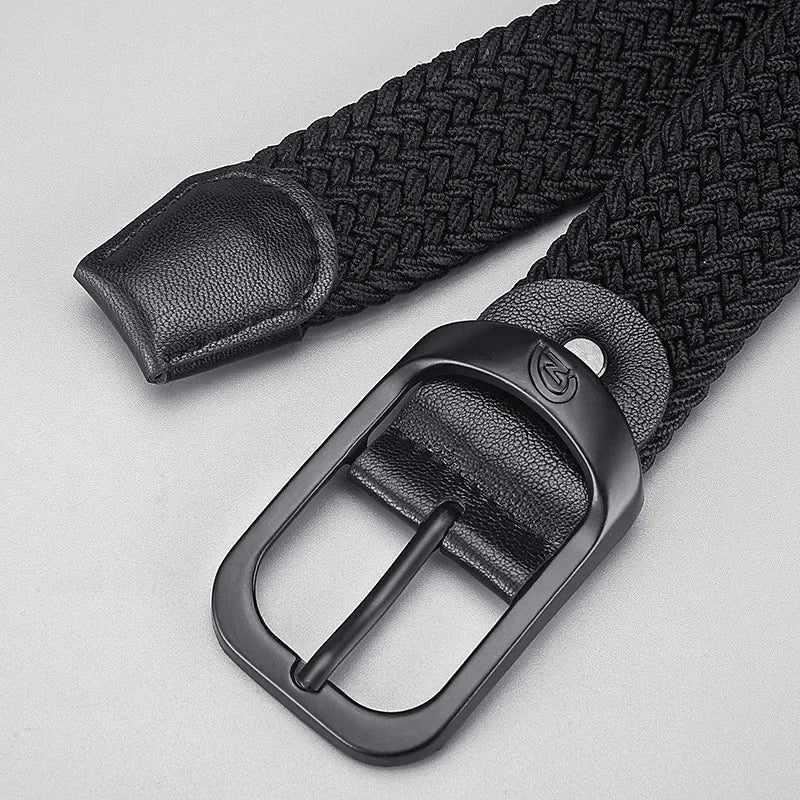 Unisex Woven Elastic Belt Men Luxury Women Belt Designer Men Alloy Pin Buckle Waist Straps Belts No Hole Cinturones Luxury Mujer
