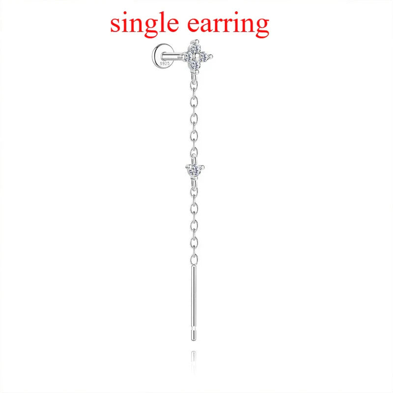 New D Vvs1 All Moissanite Tassel Drop Earrings for Women Lab Diamond Wedding Party Jewelry 100% S925 Sterling Silver