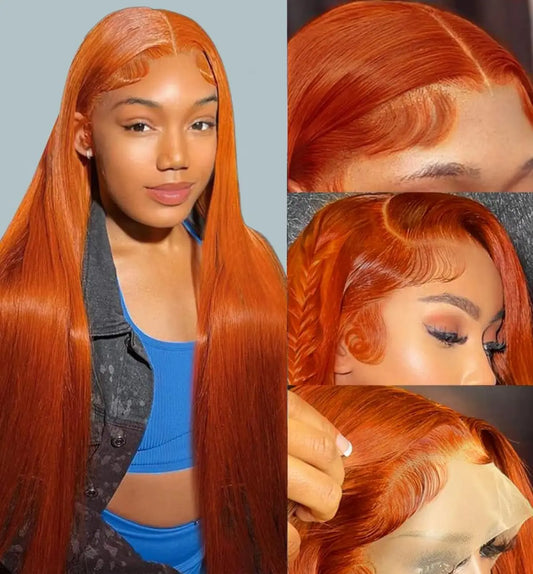 Ginger Wig Human Hair 30 Inch 200 Density 13x6 HD Transparent Lace Front Wigs Human Hair Pre Plucked Straight Wig Human Hair