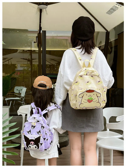 Anime Cartoon Kuromi Melody Cinnamoroll Backpack Boys Girls Cartoon Hello Kitty Kawaii Canvas Fashion Children's Schoolbag