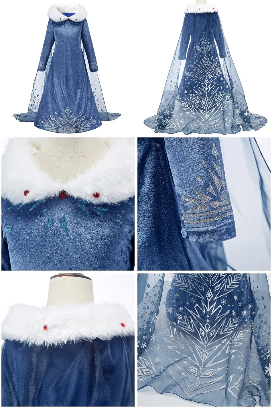 Vestido Elsa 2 Fantasia Meninas 3 5 6 8 10 Anos Infantil Halloween Cosplay Princesa Vestido Aniversário Roupa Festa
