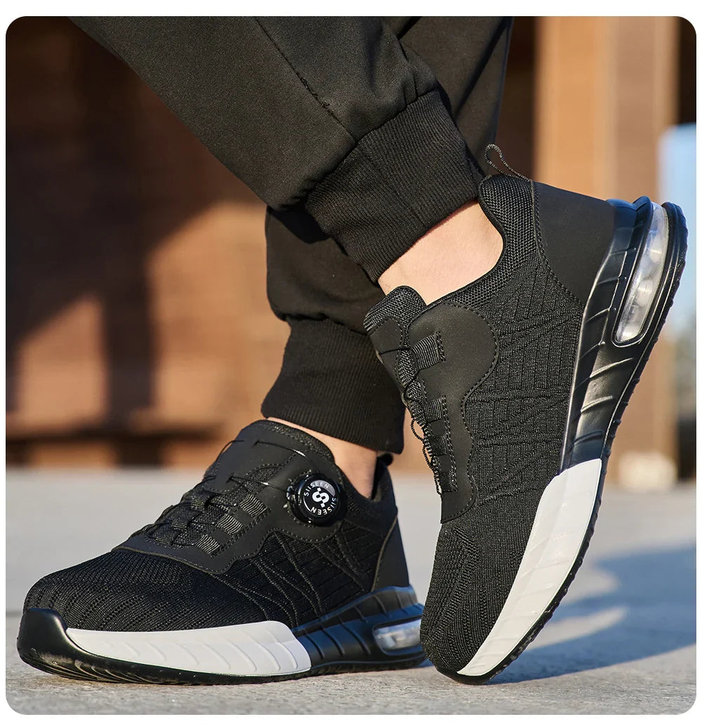 Men's Steel Toe Safety Shoes Anti Smash & Anti Puncture  Lightweight Work Fashionable And Durable Buttoned Safety Shoes Boots