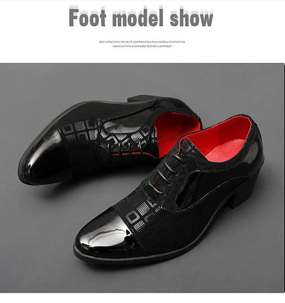 Men's High-heeled Leather Shoes Fashion Red Wedding Dresses Shoes For Men Luxury Formal Shoes Man zapatos de vestir