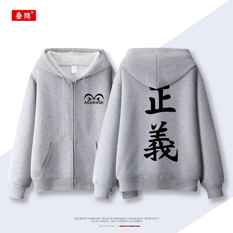 Anime Hooded Jacket Men Women Zip Up Sweatshirt Graphic Print Streetwear Loose Casual Autumn Winter Fashion