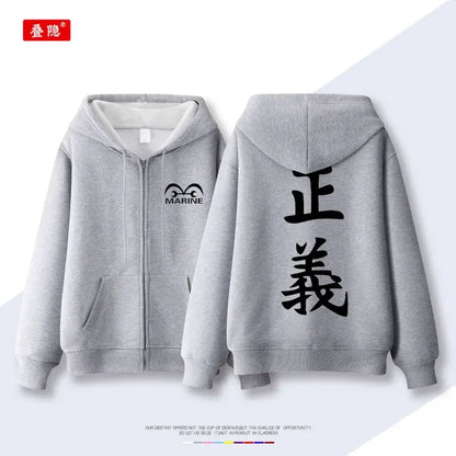 Anime Hooded Jacket Men Women Zip Up Sweatshirt Graphic Print Streetwear Loose Casual Autumn Winter Fashion