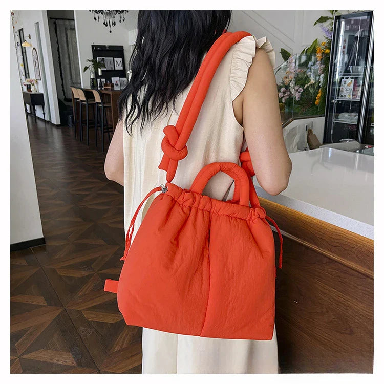 Women's Casual Single-shoulder Bag Large Capacity Nylon Backpack Women's Down Cotton Winter Tote Bag Portable Makeup Handbag