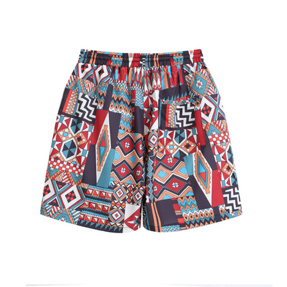 Men's Summer Elastic Digital Print Plaid Beach Board Shorts Men Checkered Beach Short Pants for Vacation