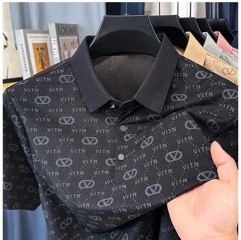 Fashion brand men's short sleeve polo shirt summer new item original printing custom design youth comfortable top casual T-shirt