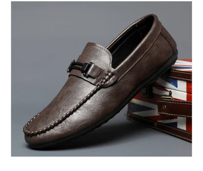 Trend White Loafers Man Big Size 46 Breathable Lightweight Men's Leather Shoes Comfortable Casual Shoes Men Driving Shoes