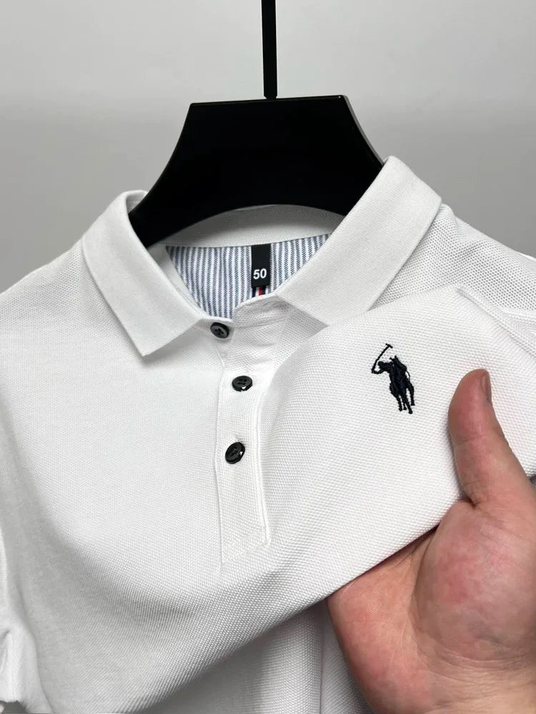 High end brand 100% cotton short sleeve polo shirt men luxur pony embroidery comfort breathable fashion T-shirt summer new top