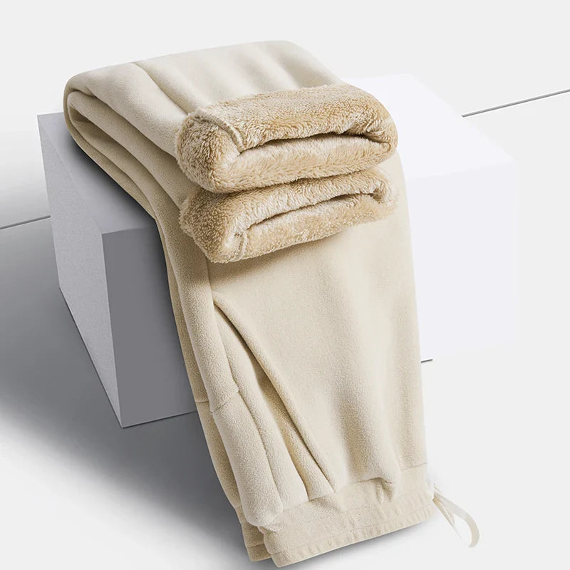 Unisex 2026 Winter New Oversize Pants Men Women Warm Fleece Liner Drawstring Trousers Casual Comfortable Gym Sweatpants
