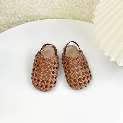 Baby Girls Shoes Braided Sandals for Girls Kids Fashion Hollow Out Leather Shoe Soft Sole Retro Princess Slippers Beach Shoes