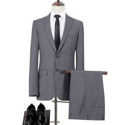 Terno S-8GG (Blazer + Calça) Masculino Moda Casual Ao Ar Livre Cavalheiro Negócios Casamento Slim-fit Formal Estilo Britânico Terno de Casamento