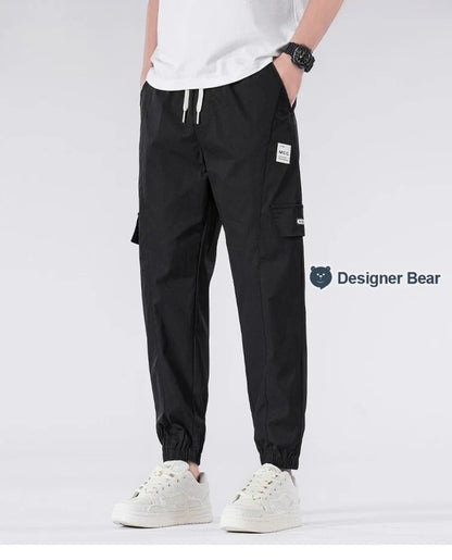 Spring Summer Thin Men's Cargo Pants Loose Tapered Elastic Cuff Jogger Trousers Quick Dry Casual Outdoor Haren Pants Male 5XL